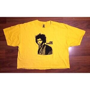 Authentic Jimi Hendrix tee shirt cropped t shirt yellow XL music shirt 2018   C3